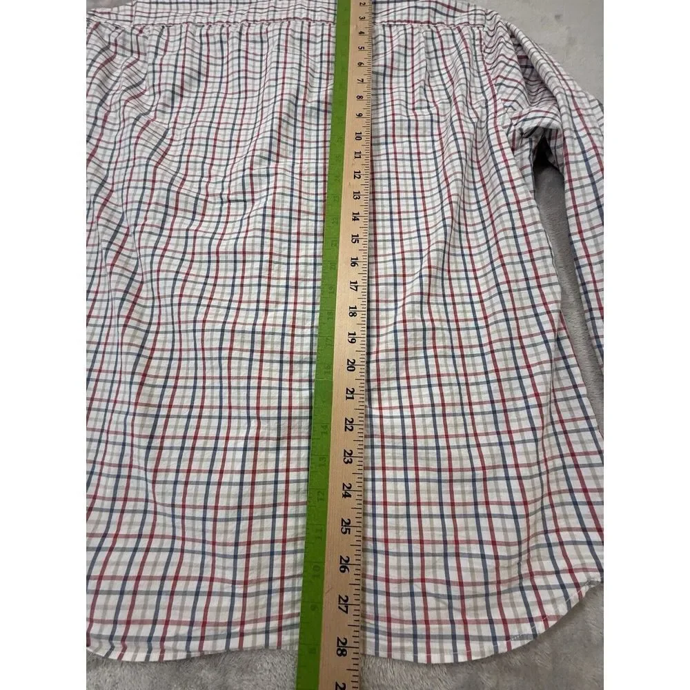 J.Crew Flex Washed Button-Down Plaid Shirt Casual Red Blue Checkered Pattern XL